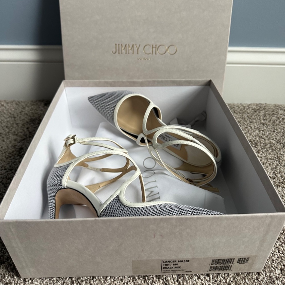 Jimmy Choo シルバー ハイヒール　サンダル　LANCER Jimmy Choo Lancer 85 Pumps in Silver Glitter — UFO No More